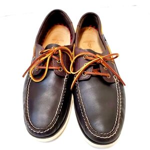 POLO Ralph Lauren Tumbled Brown Leather Loafers Boat Shoes 11